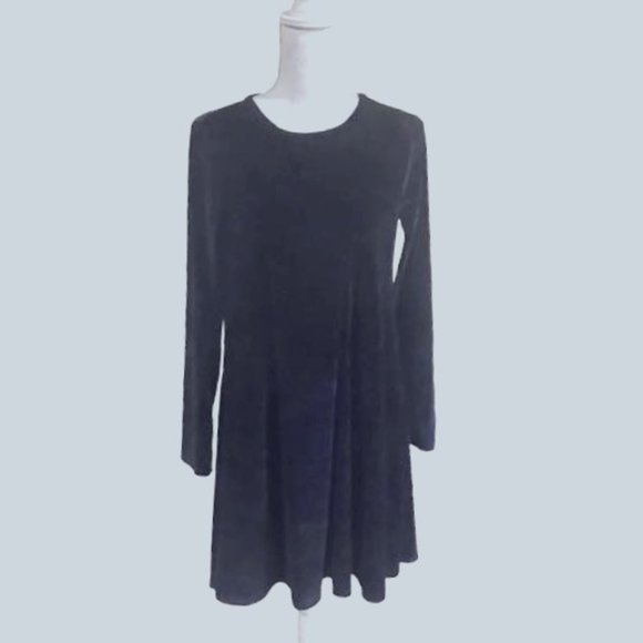 Velvet Navy A-Line Swing Skater Mini Holiday Event Party Cocktail Dress - Picture 8 of 13